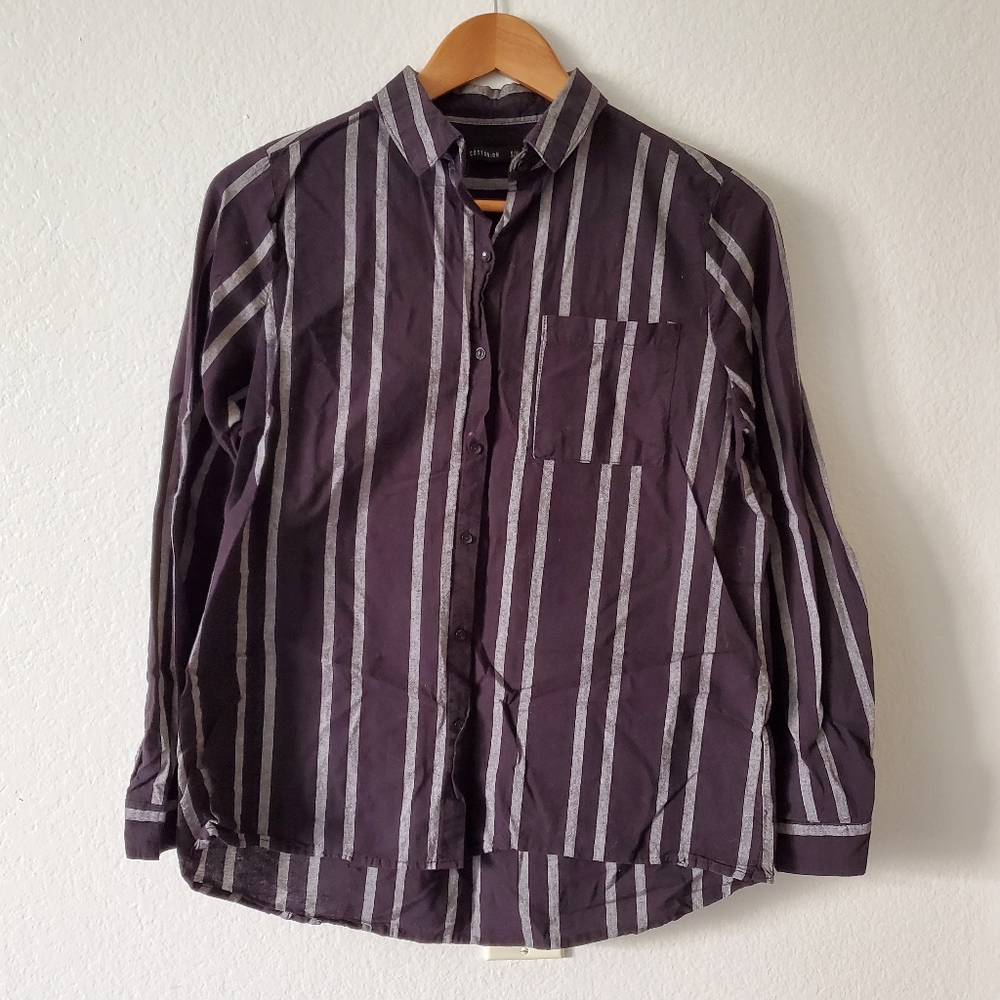 COTTON ON Striped Button Down Long Sleeve Shirt